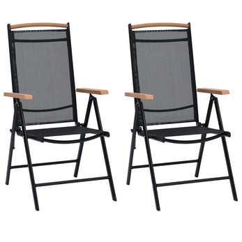 Tuinstoelen Inklapbaar Aluminium En Textileen Zwart