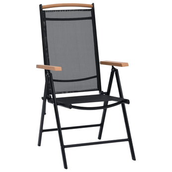 Tuinstoelen Inklapbaar Aluminium En Textileen Zwart