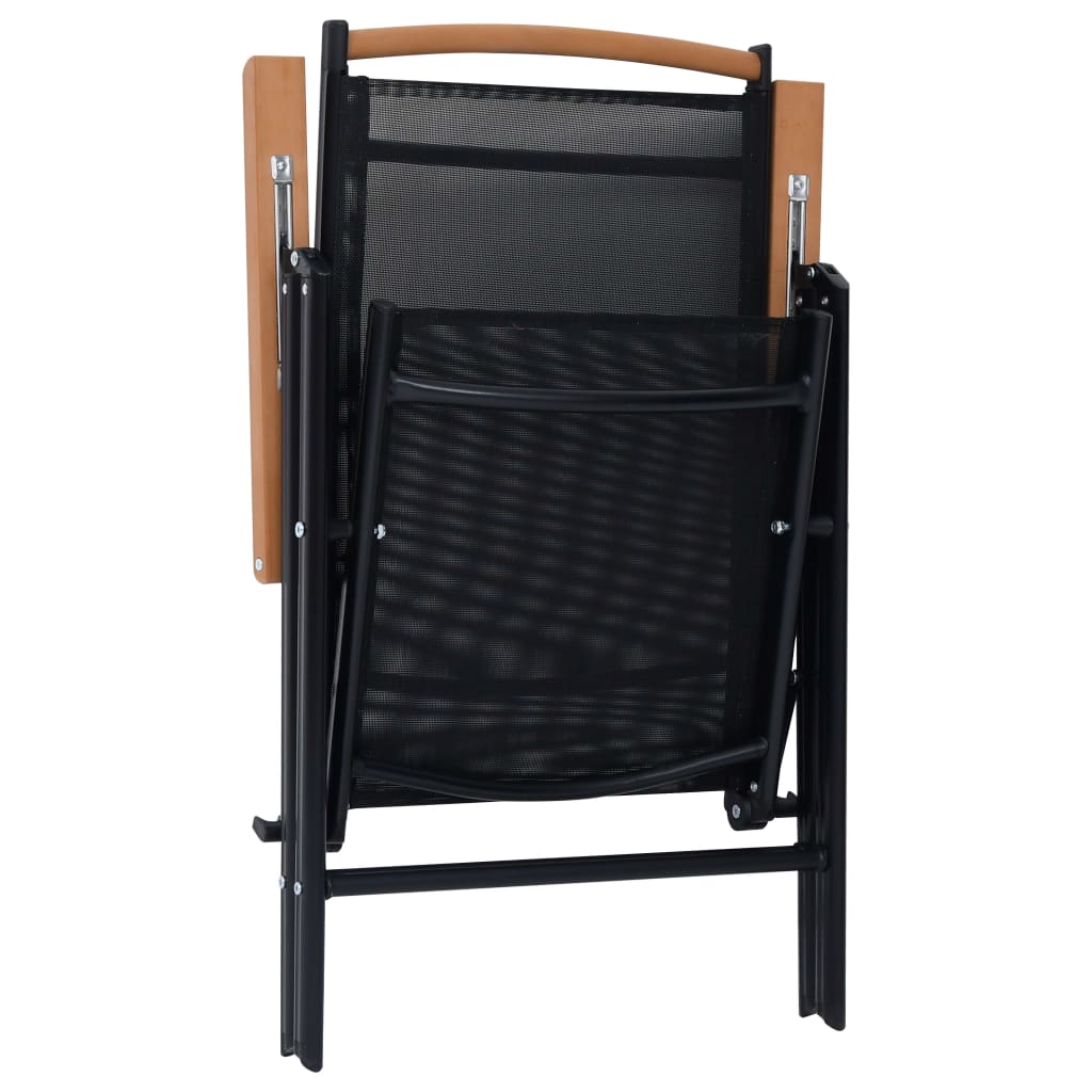 Tuinstoelen Inklapbaar Aluminium En Textileen Zwart