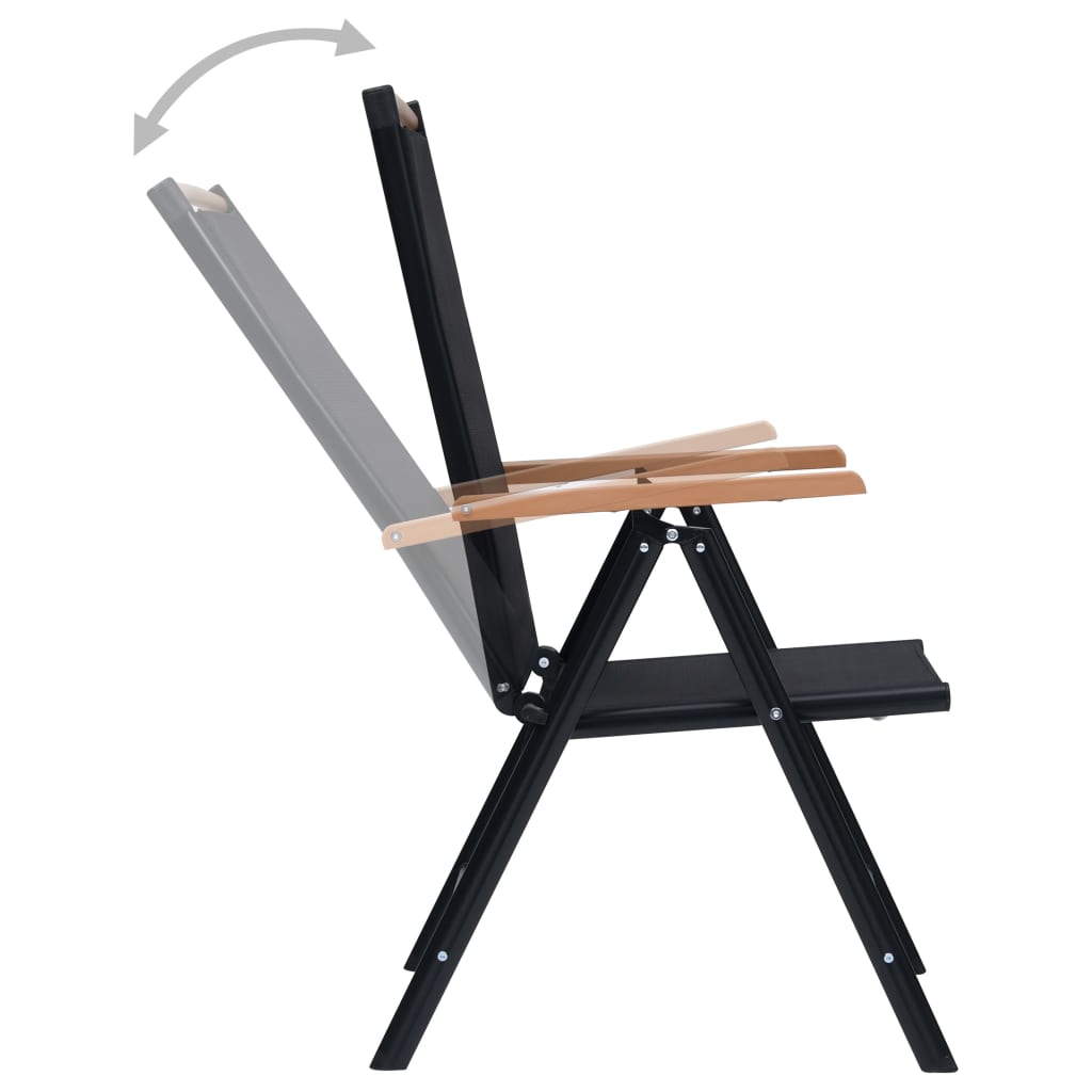 Tuinstoelen Inklapbaar Aluminium En Textileen Zwart