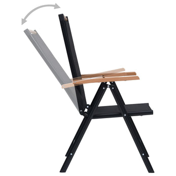 Tuinstoelen Inklapbaar Aluminium En Textileen Zwart