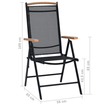 Tuinstoelen Inklapbaar Aluminium En Textileen Zwart