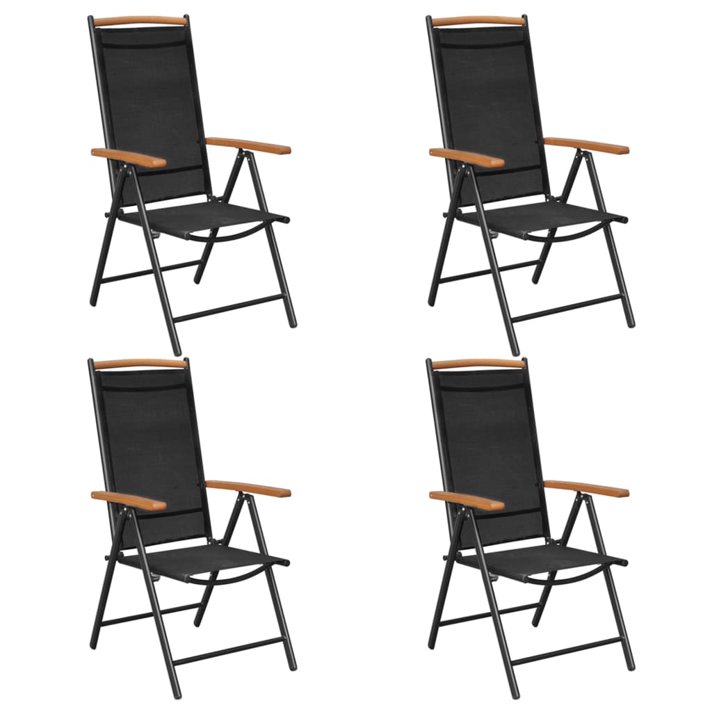 Tuinstoelen Inklapbaar Aluminium En Textileen Zwart
