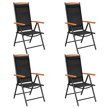Tuinstoelen Inklapbaar Aluminium En Textileen Zwart
