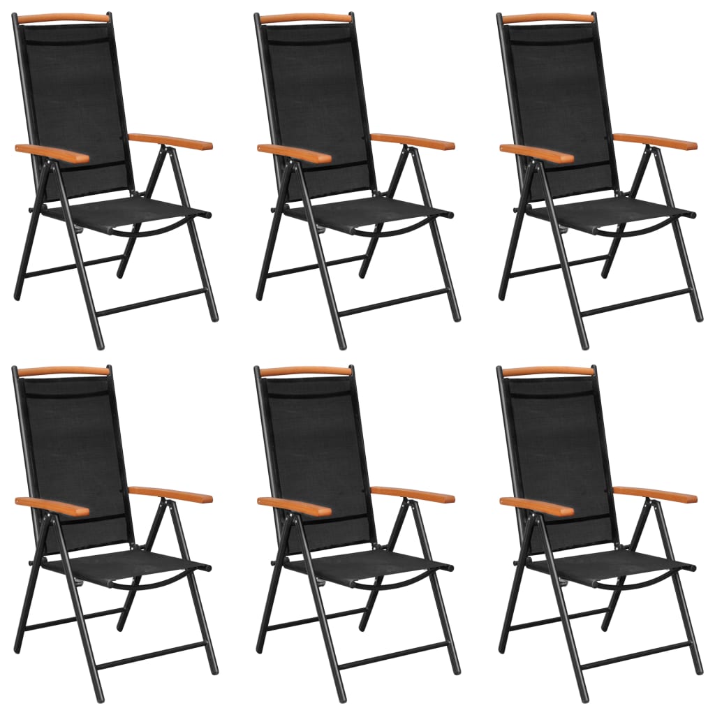 Tuinstoelen Inklapbaar Aluminium En Textileen Zwart