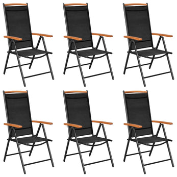 Tuinstoelen Inklapbaar Aluminium En Textileen Zwart
