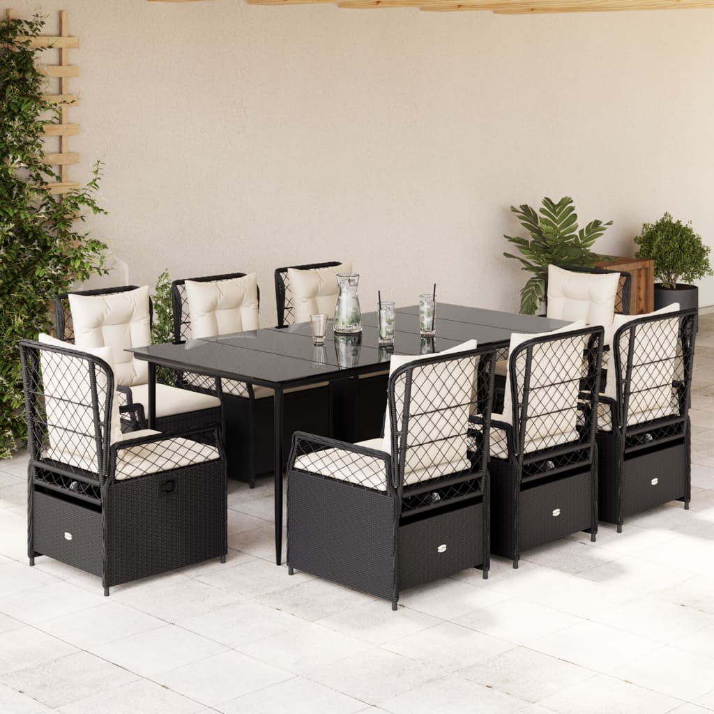 9-Delige Tuinset Met Kussens Poly Rattan