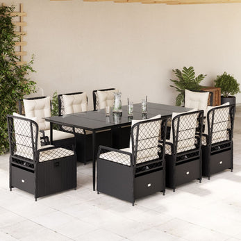 9-Delige Tuinset Met Kussens Poly Rattan