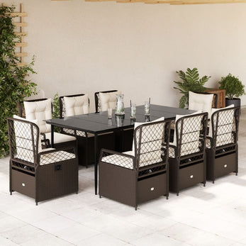 9-Delige Tuinset Met Kussens Poly Rattan