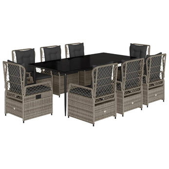 9-Delige Tuinset Met Kussens Poly Rattan