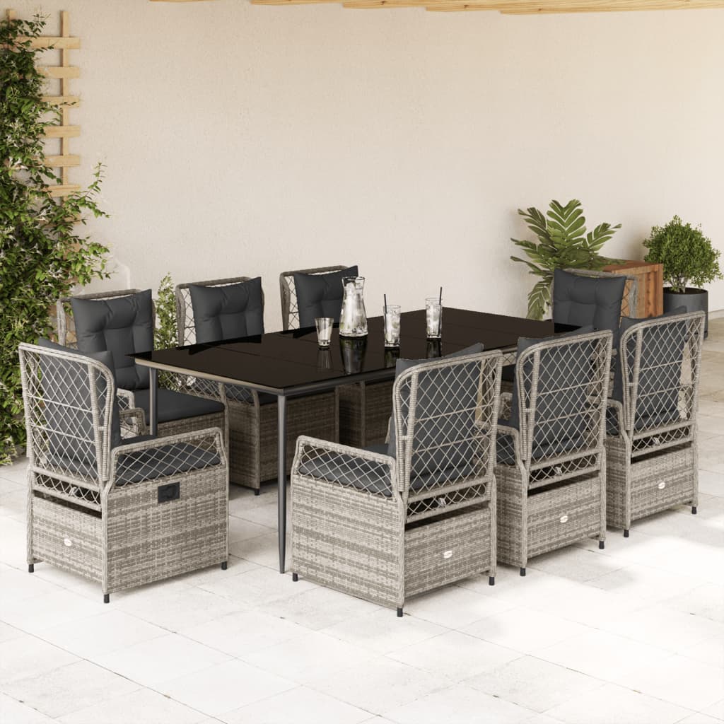 9-Delige Tuinset Met Kussens Poly Rattan