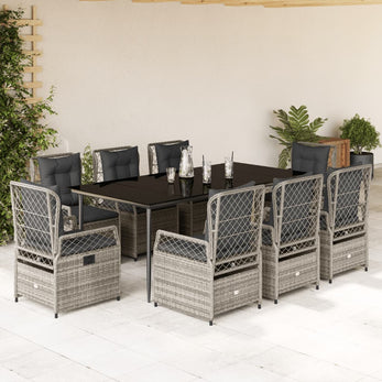 9-Delige Tuinset Met Kussens Poly Rattan