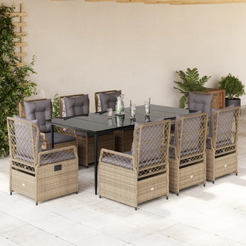 9-Delige Tuinset Met Kussens Poly Rattan