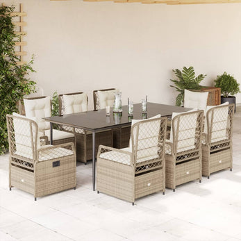 9-Delige Tuinset Met Kussens Poly Rattan