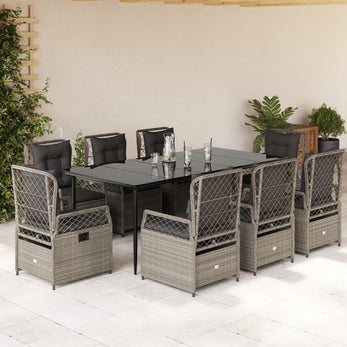 9-Delige Tuinset Met Kussens Poly Rattan